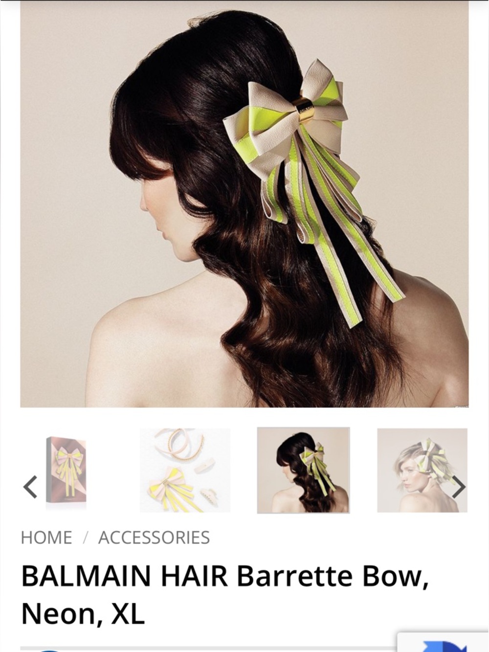 BALMAIN HAIR Barrette Bow, Neon, XL